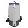 Proteam Super Coach Pro 10 Backpack Vacuum with Xover Fixed-Length Two-Piece Wand, 10 qt Tank, Gray/Purple 107304